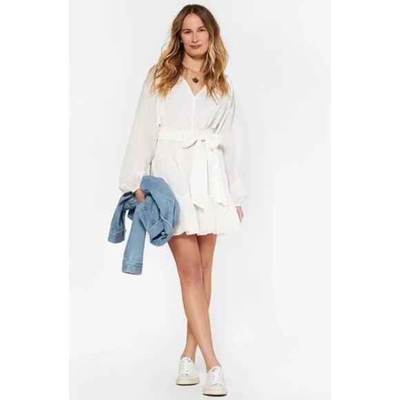 OUTERKNOWN White Lulu Ruffle Tiered Mini Dress Women's Size Medium NWT Boho - Picture 9 of 9